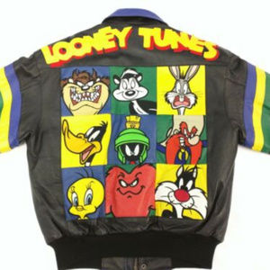 1998 Looney Tunes Leather Embroidered Jacket Small